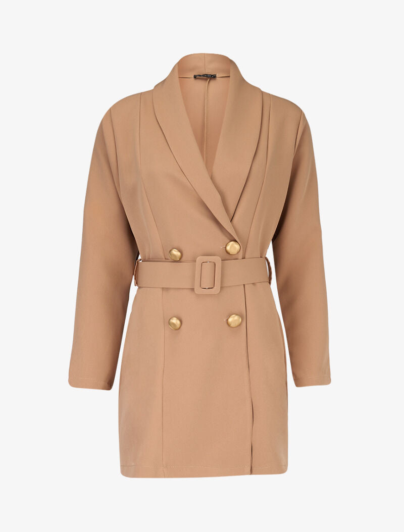 Veste mi longue ceinturée - camel - 1