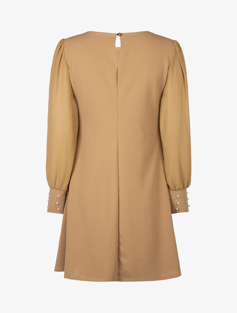 Robe à manches en voile - camel - 2