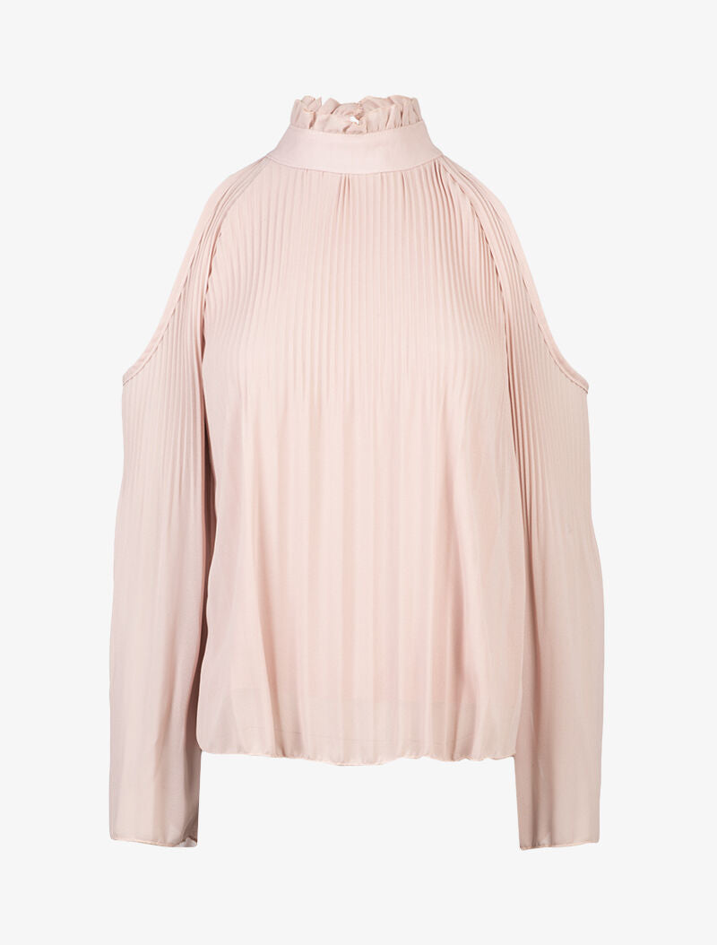Top gaufré à épaules dénudées - rose - 1