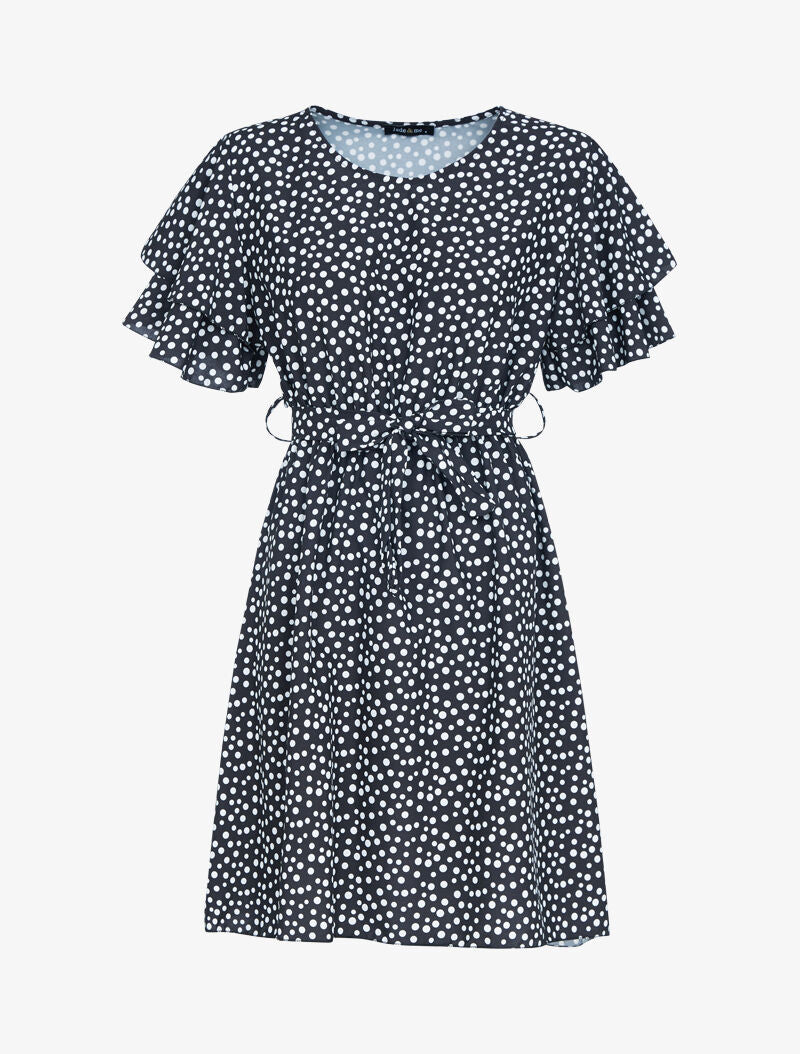 Robe à manches volantées - noir - 1