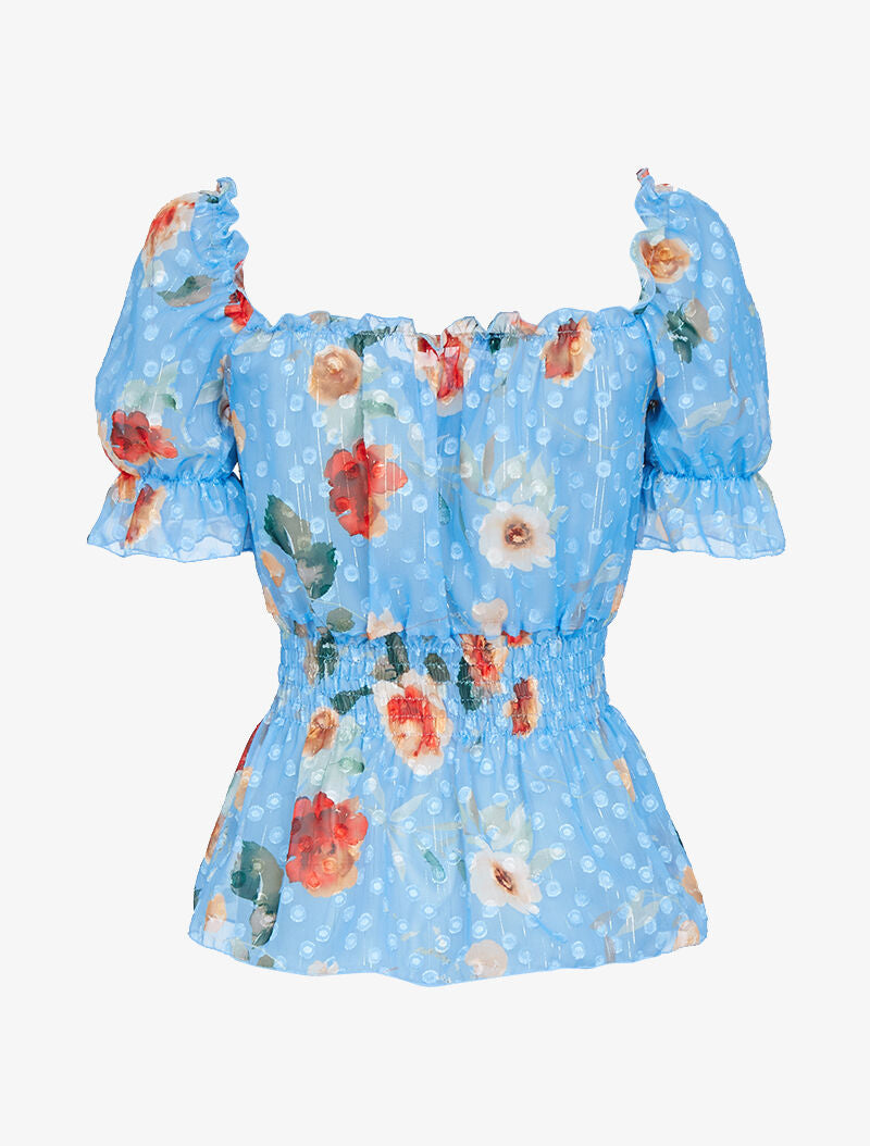 Top péplum en voile - bleu ciel - 2