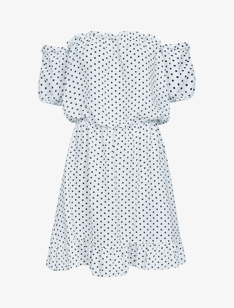 Robe à pois et volants - ecru - 1