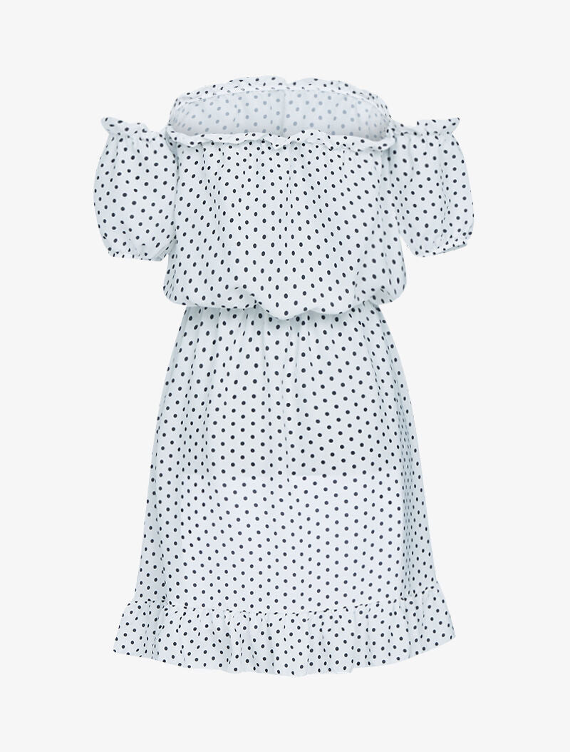 Robe à pois et volants - ecru - 2