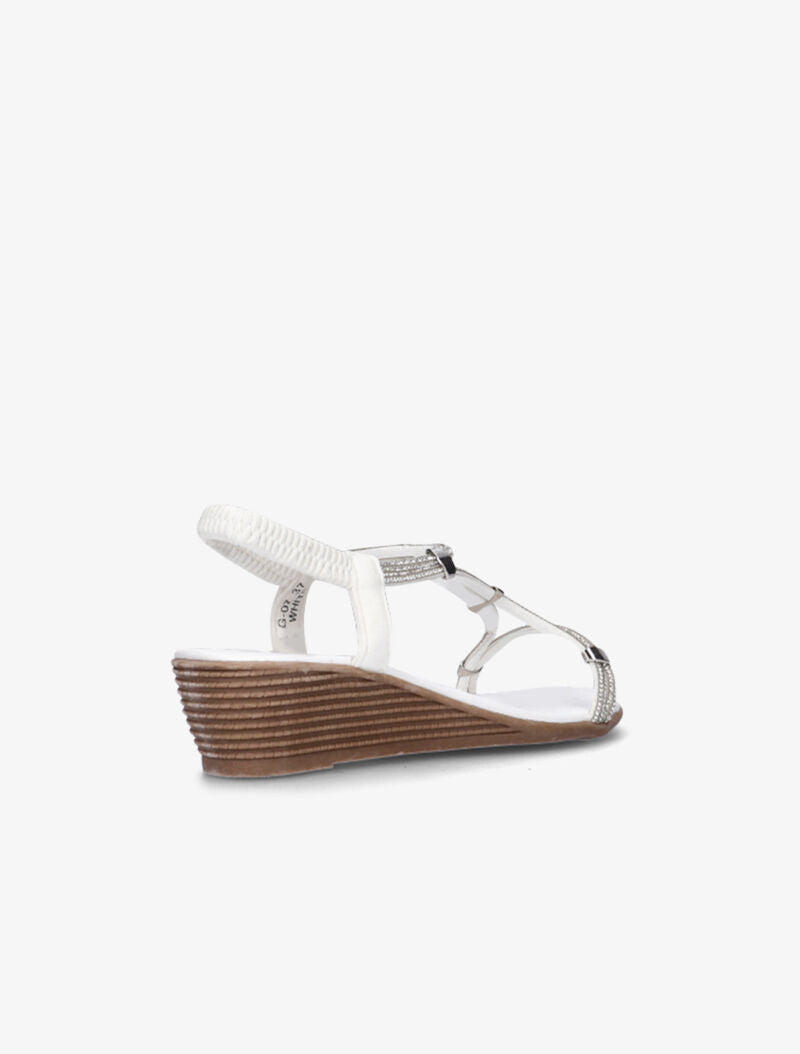 Compensées à lanières ornées de strass - blanc - 5