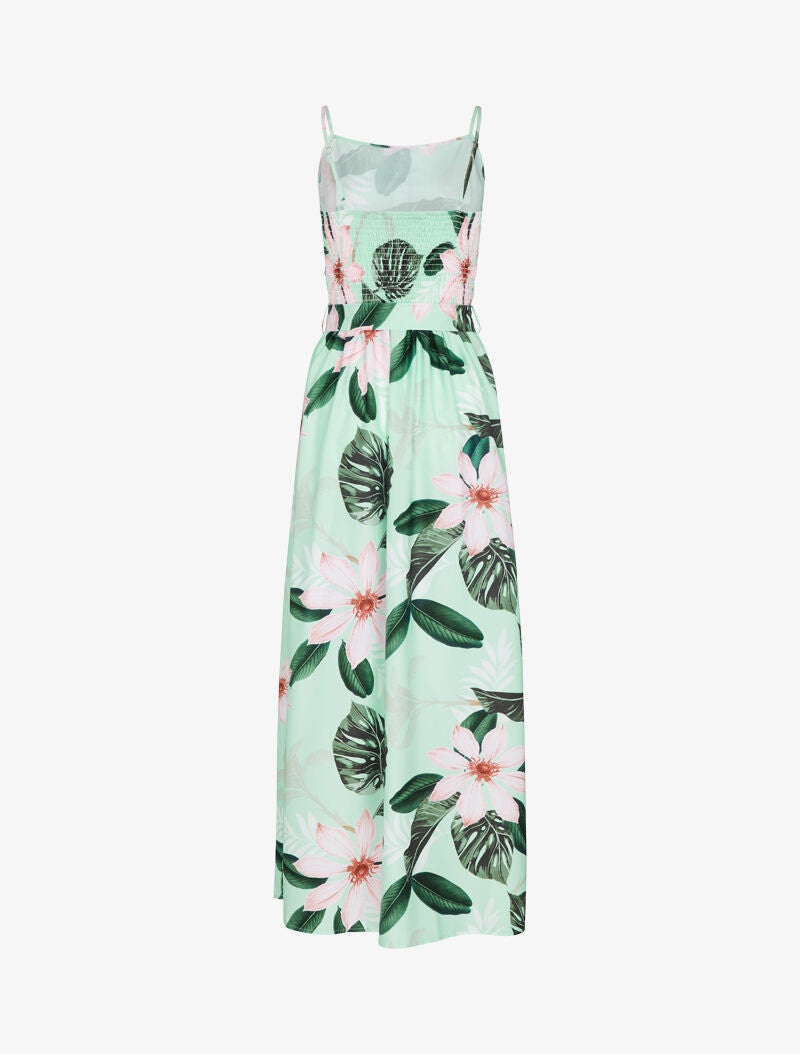 Robe ceinturée à imprimé floral - vert d&