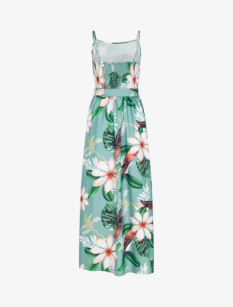 Robe ceinturée à imprimé floral - gris clair - 2