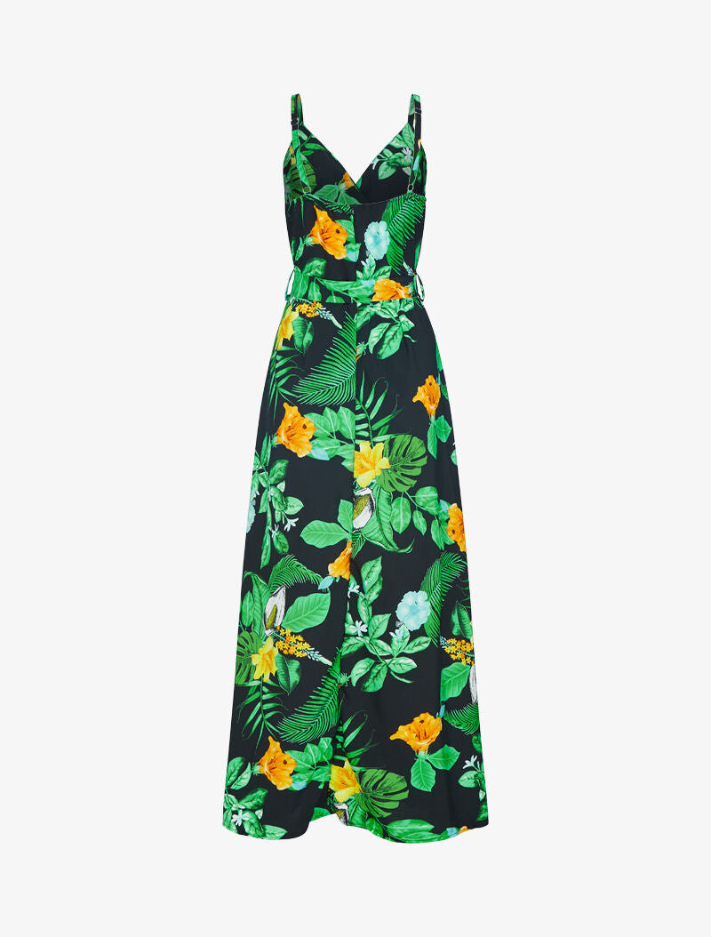 Robe fluide à imprimé tropical - noir - 2