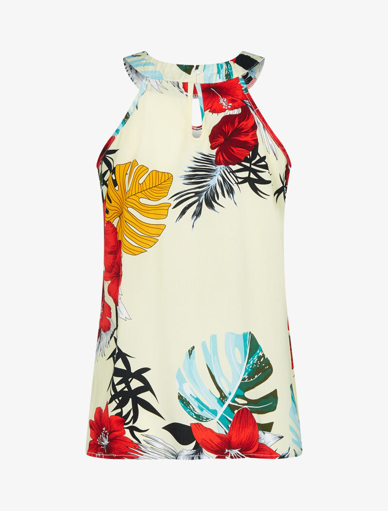 Top à imprimé tropical - beige - 2
