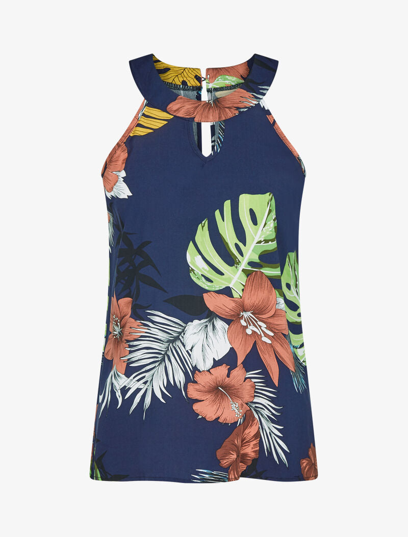 Top à imprimé tropical - marine - 1