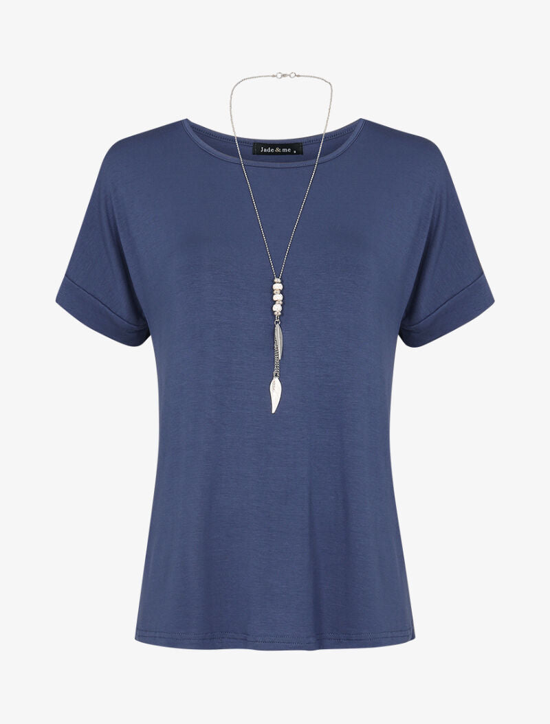 T-shirt loose à sautoir - bleu - 3