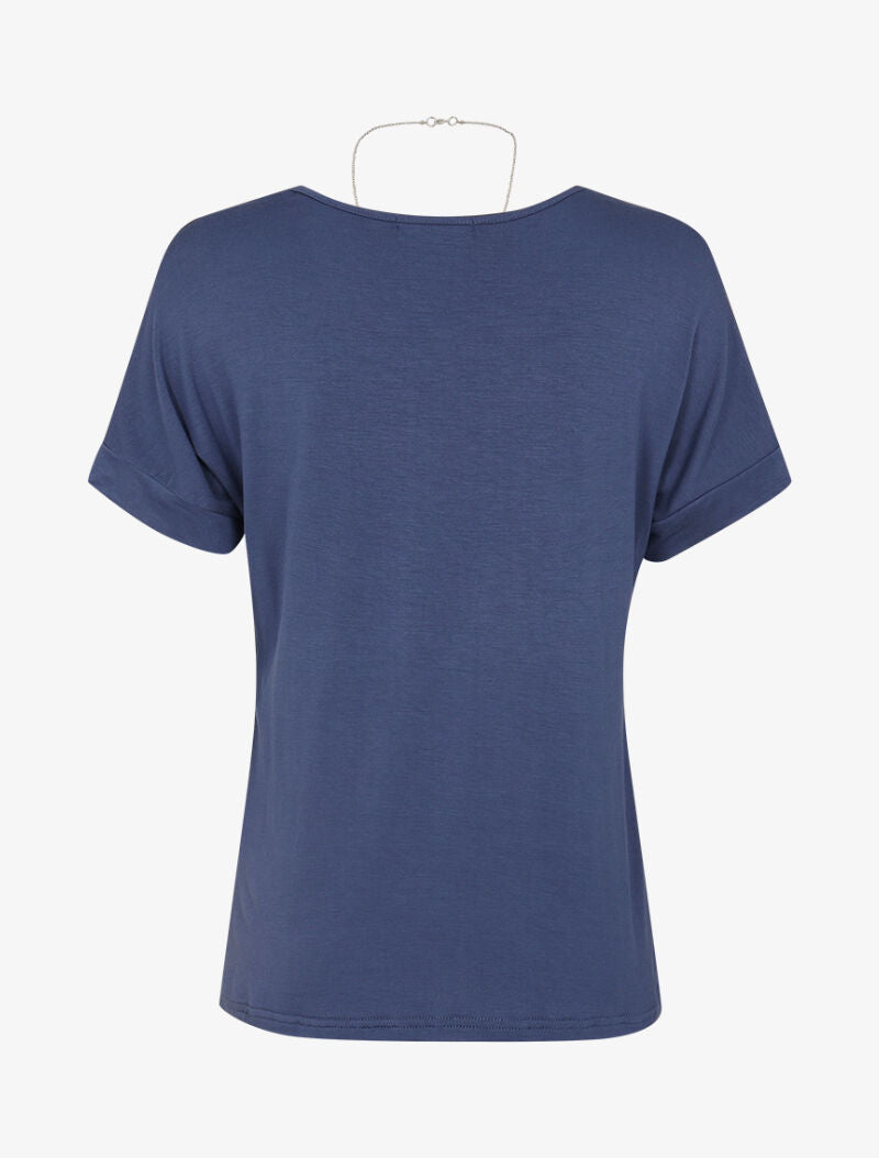 T-shirt loose à sautoir - bleu - 2