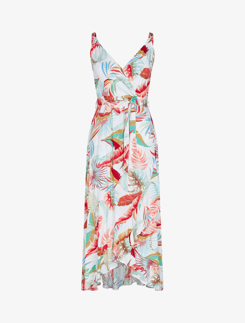 Robe coupe portefeuille volantée - blanc - 1