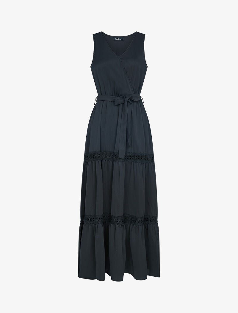 Robe à bandes ajourées en crochet - noir - 3