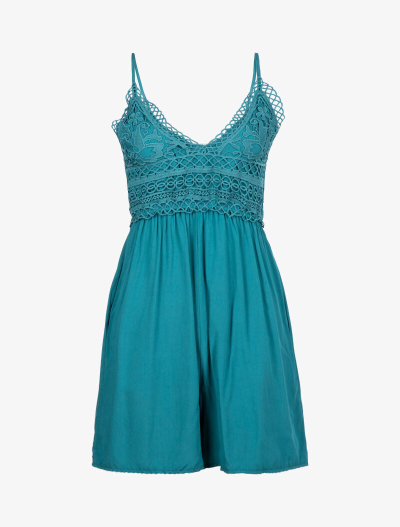 Combishort à buste en crochet - bleu pétrole - 2