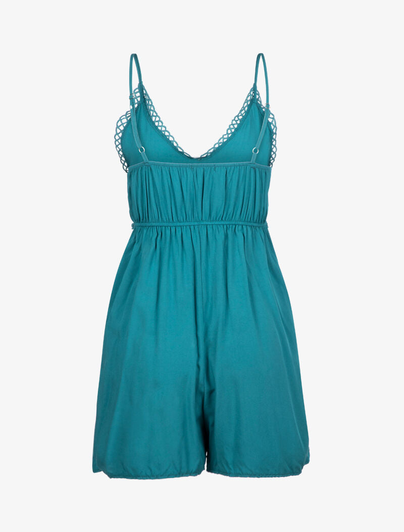 Combishort à buste en crochet - bleu pétrole - 3