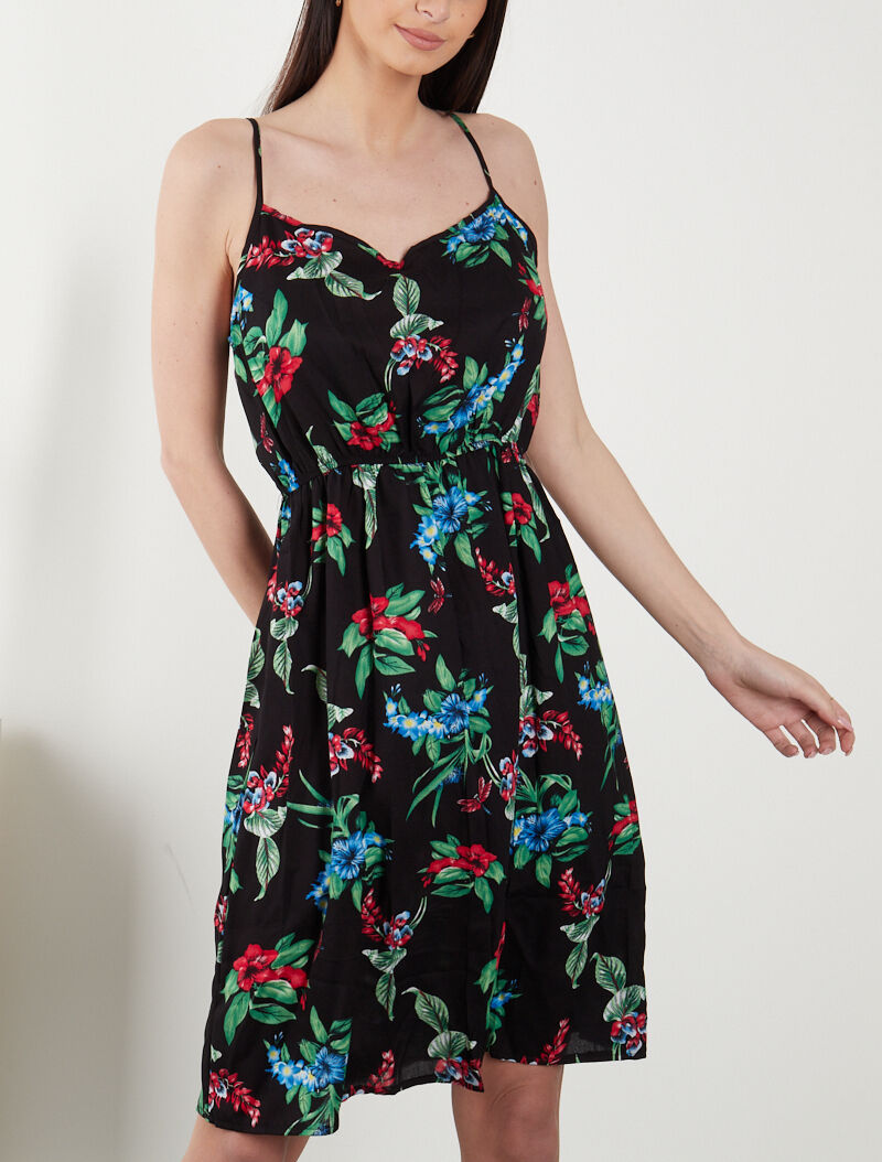 Robe à imprimé printanier - noir - 1