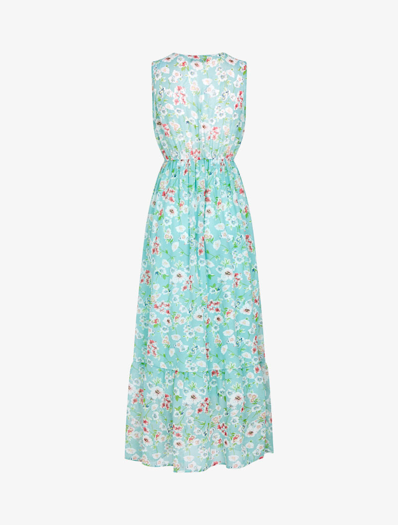 Robe fleurie à encolure V en crochet - vert d&