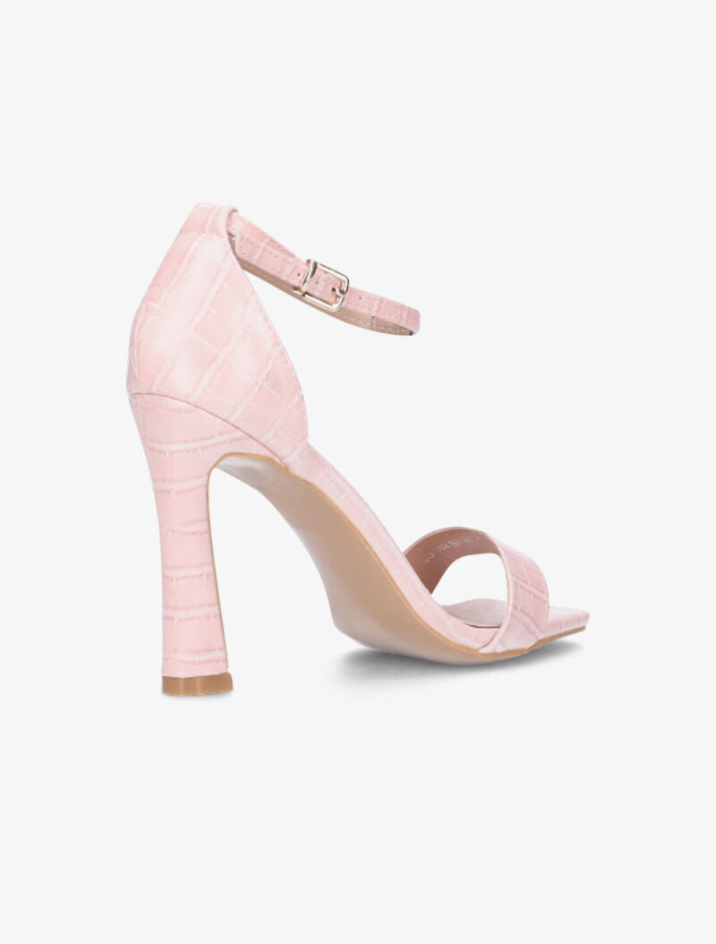 Sandales en simili effet croco - rose - 4