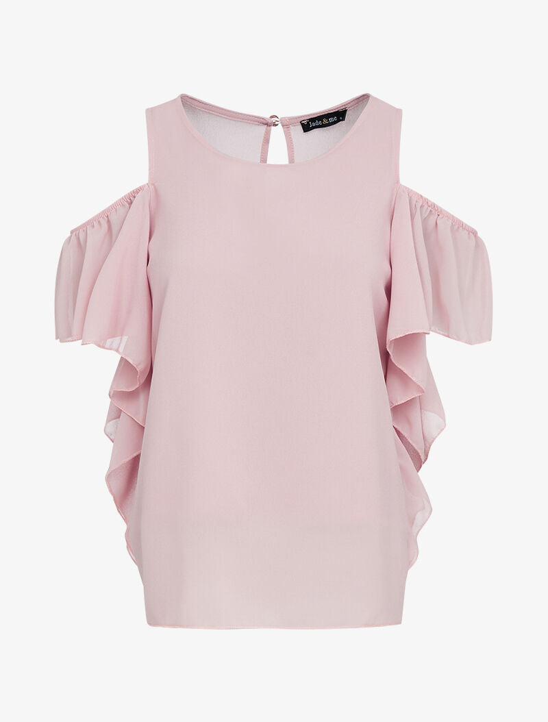 Top en voile à épaules dénudées - rose - 1