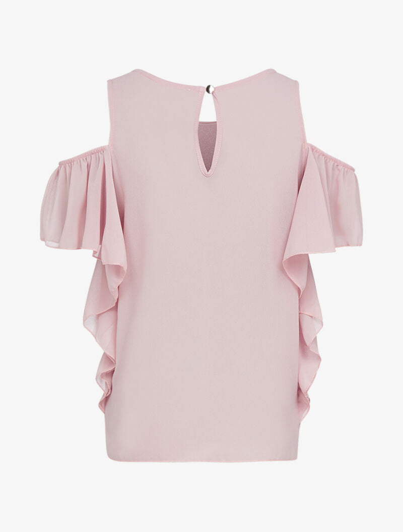Top en voile à épaules dénudées - rose - 2