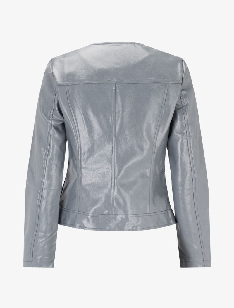 Veste texturée à oeillets contrastants - gris clair - 2