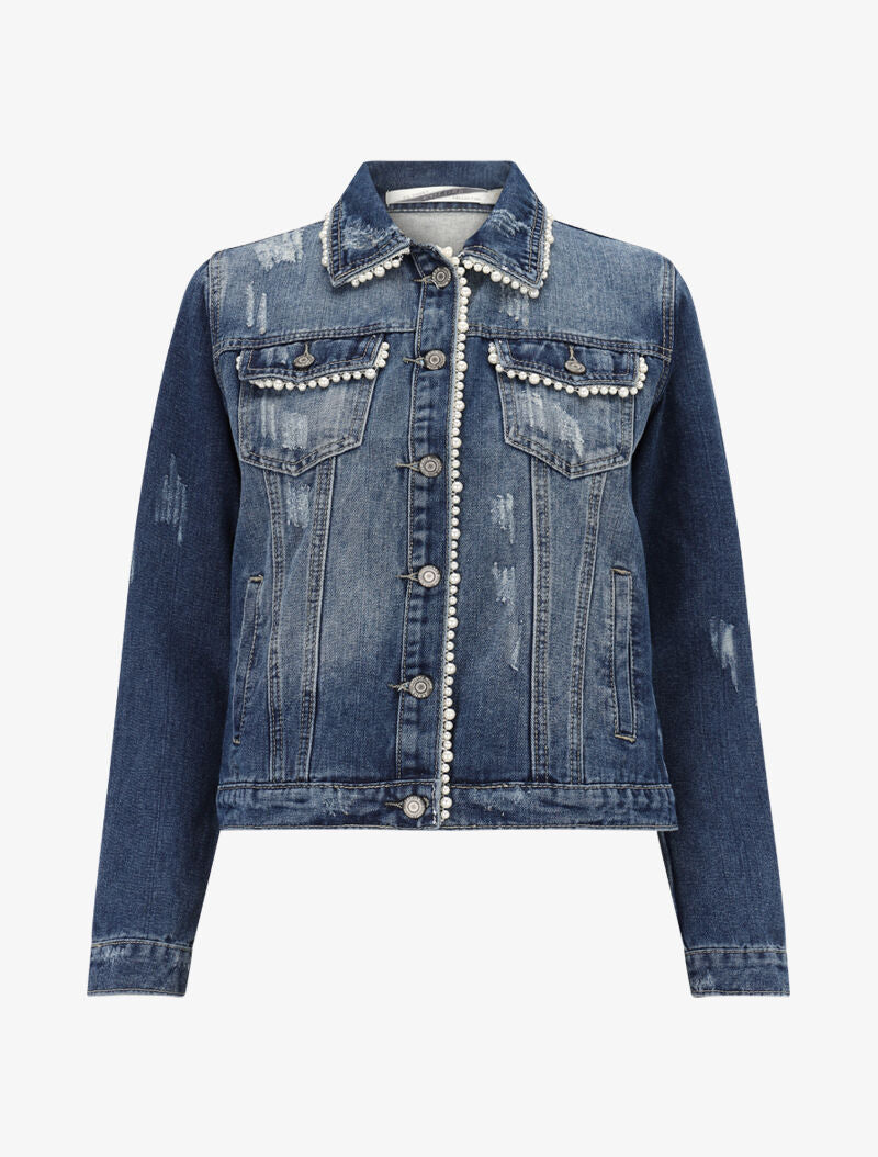 Veste à bords perlés - denim brut - 3