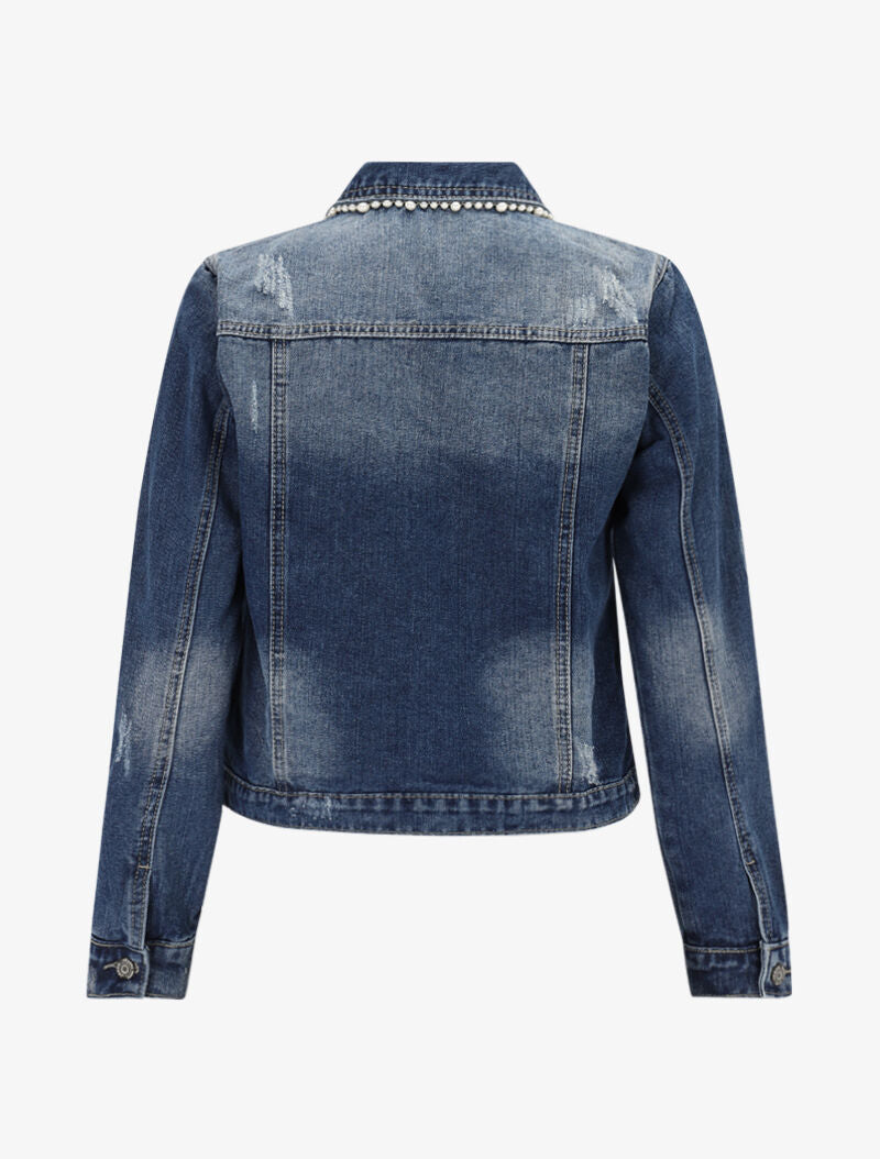 Veste à bords perlés - denim brut - 2