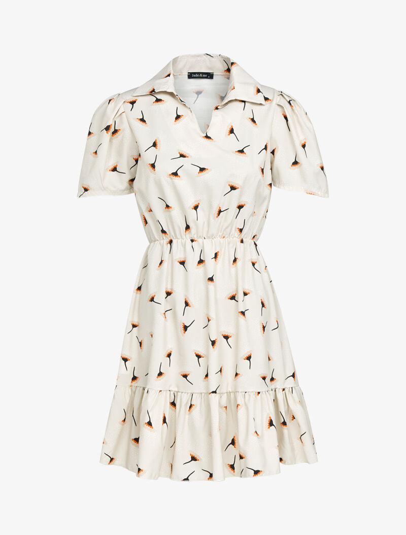Robe patineuse à imprimés - beige - 3