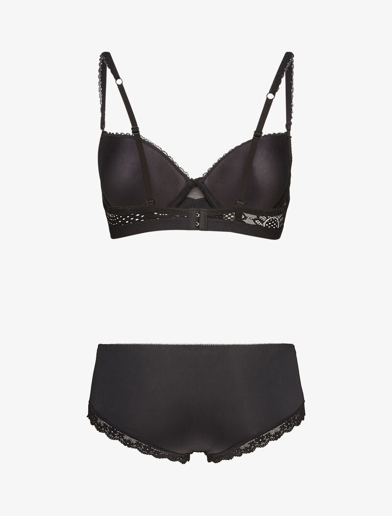 Ensembles à bretelles à bords dentelle et shorty ajouré - noir - 2