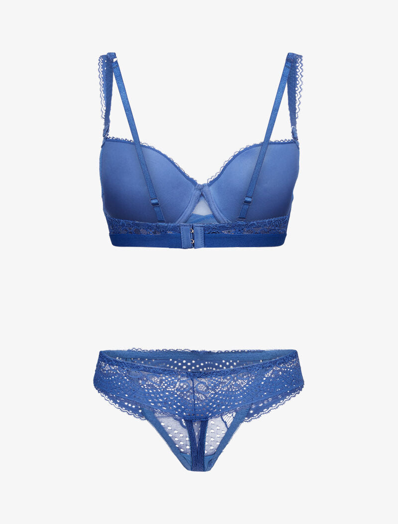 Ensembles à bretelles à bords dentelle - bleu - 2