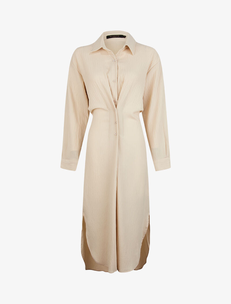 Robe chemise à pans boutonnés - beige - 3