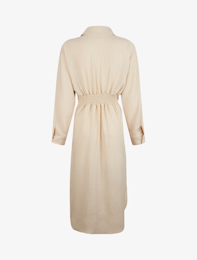 Robe chemise à pans boutonnés - beige - 2