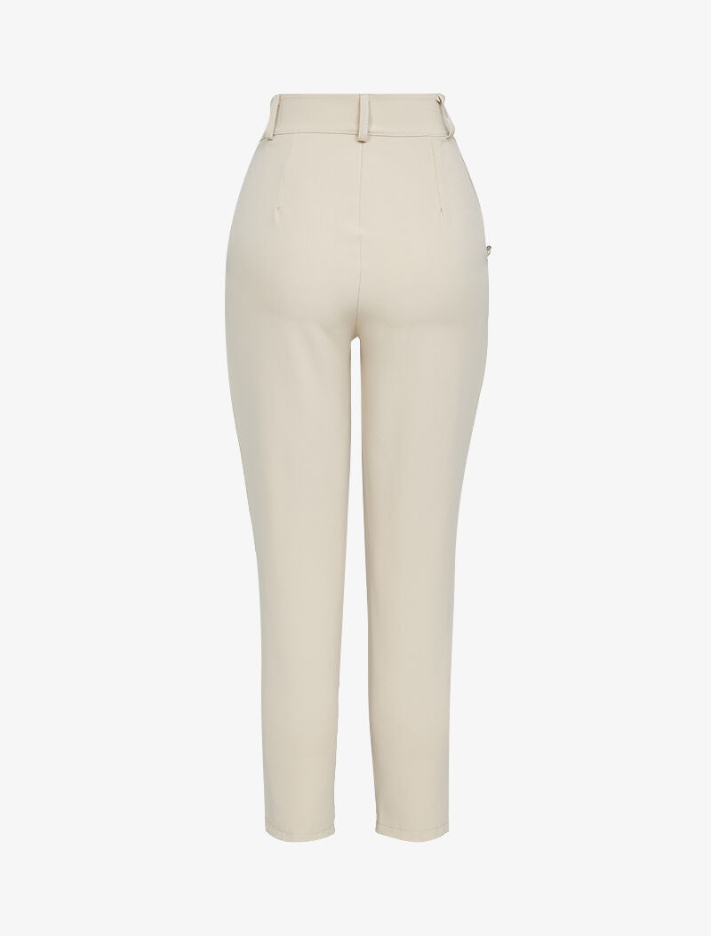 Pantalón 7/8 con botones decorativos - beige