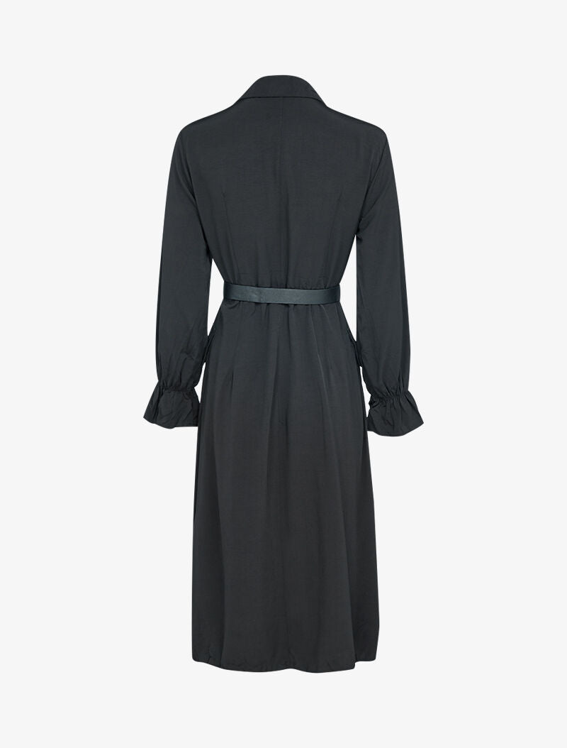 Robe chemise à ceinture simili - noir - 3
