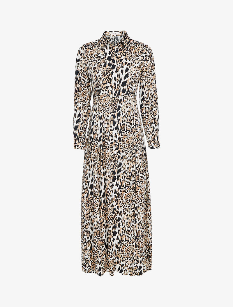 Robe chemise à imprimé animal - camel - 2