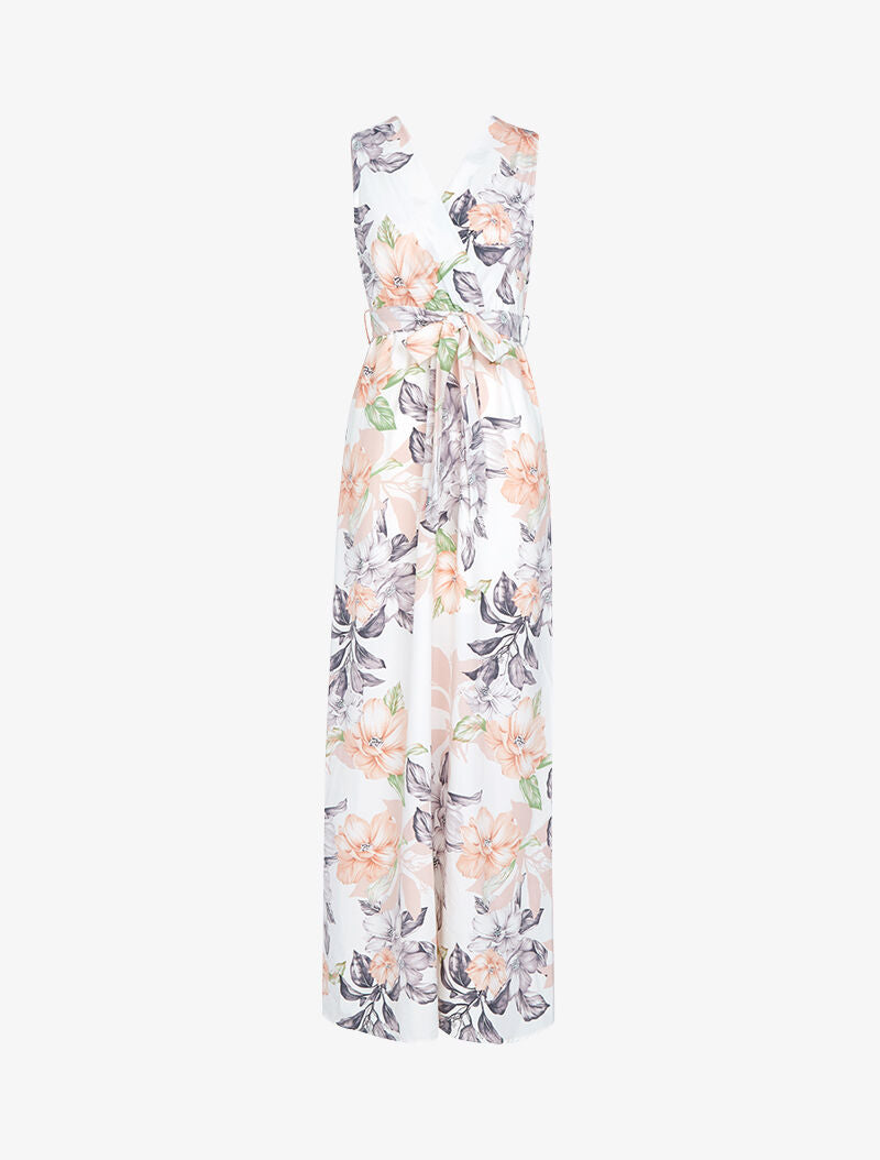 Robe longue à décolleté et dos cache coeur - ecru - 3