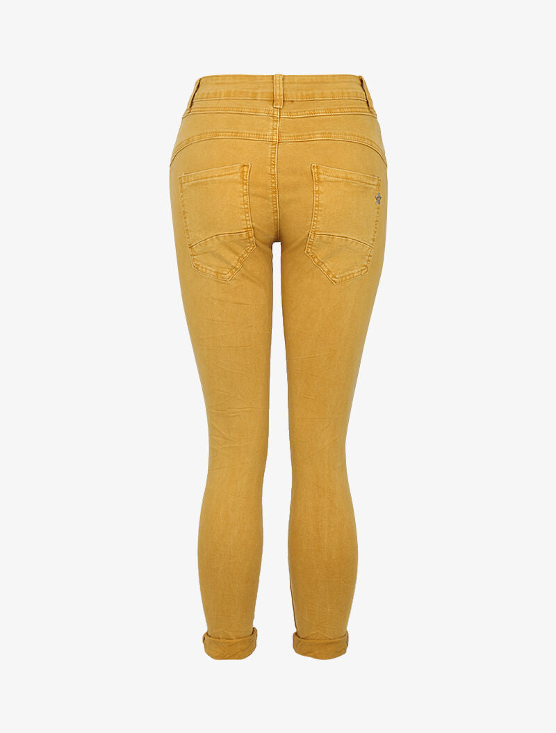 Jean slim à effet froissé - jaune - 2