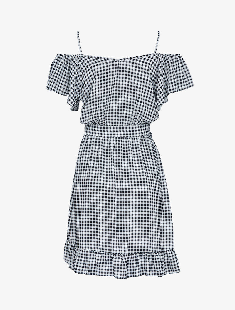 Robe imprimée à épaules nues - noir - 2