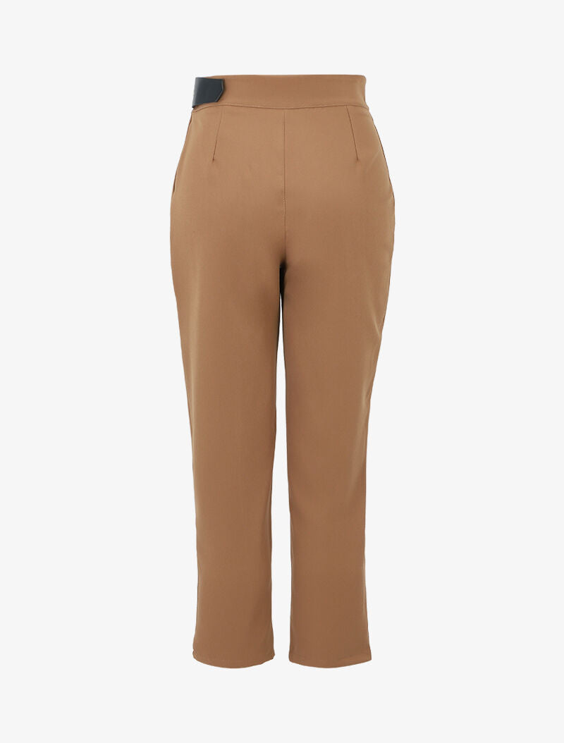 Pantalón 7/8 con cinturón estilizado - camello