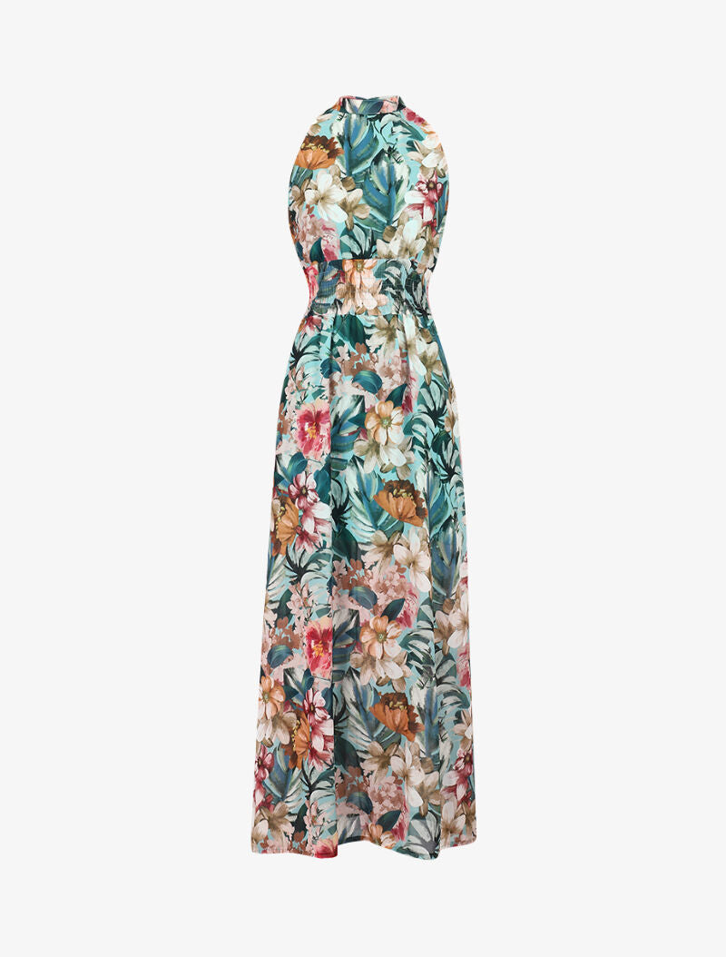Robe longue ajourée à imprimés - vert menthe - 3