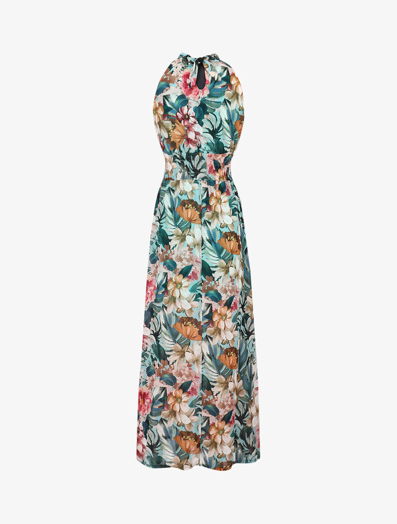 Robe longue ajourée à imprimés - vert menthe - 2