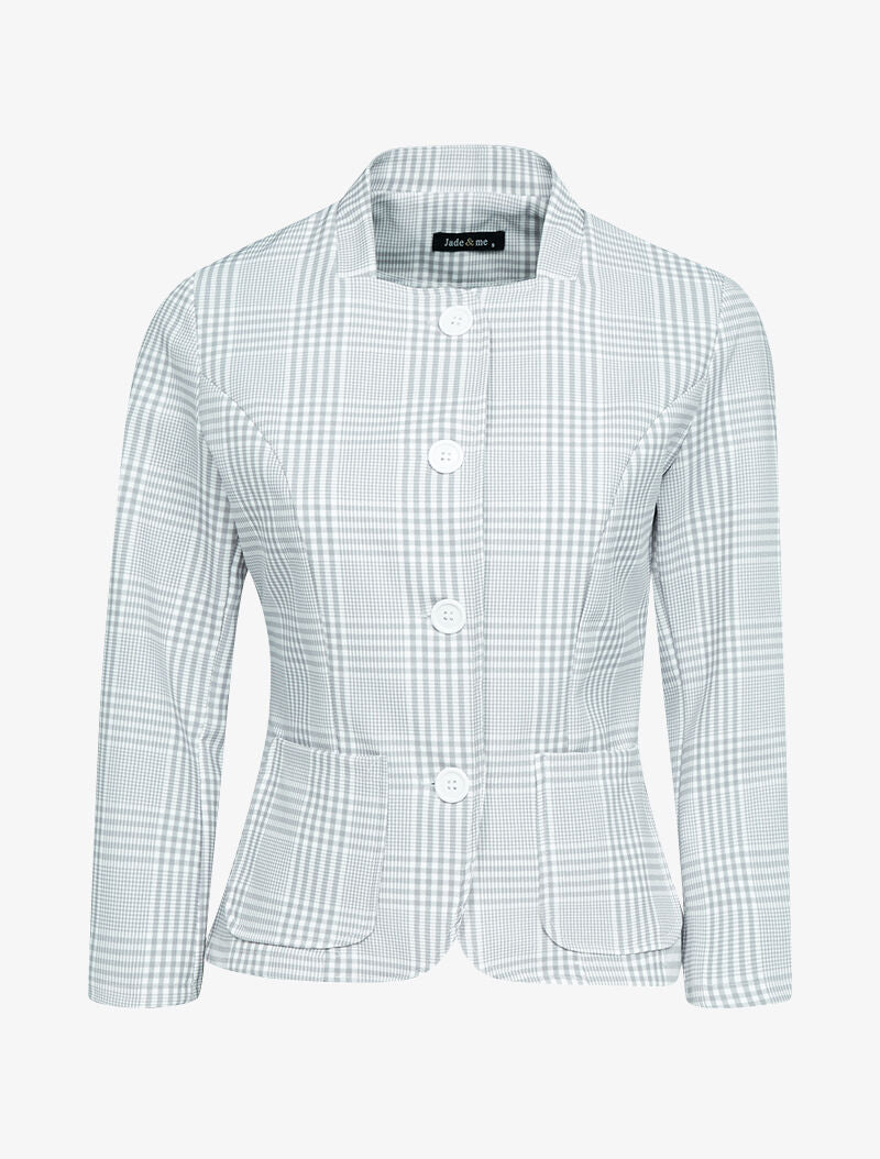 Blazer imprimé à col carré - gris clair - 1