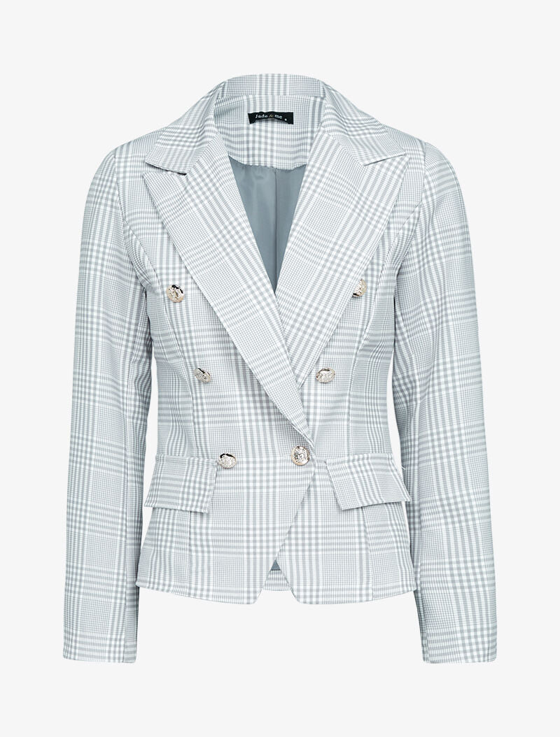 Blazer imprimé à boutons décoratifs - gris clair - 3