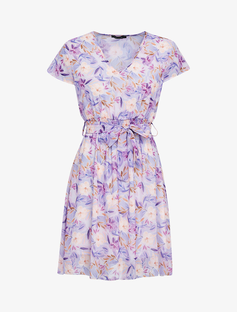 Robe imprimée en voile - lilas - 1