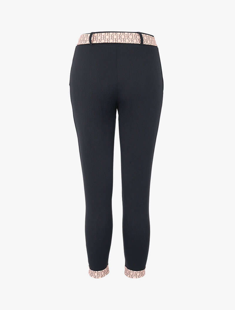 Pantalón 7/8 con bordes estampados - negro