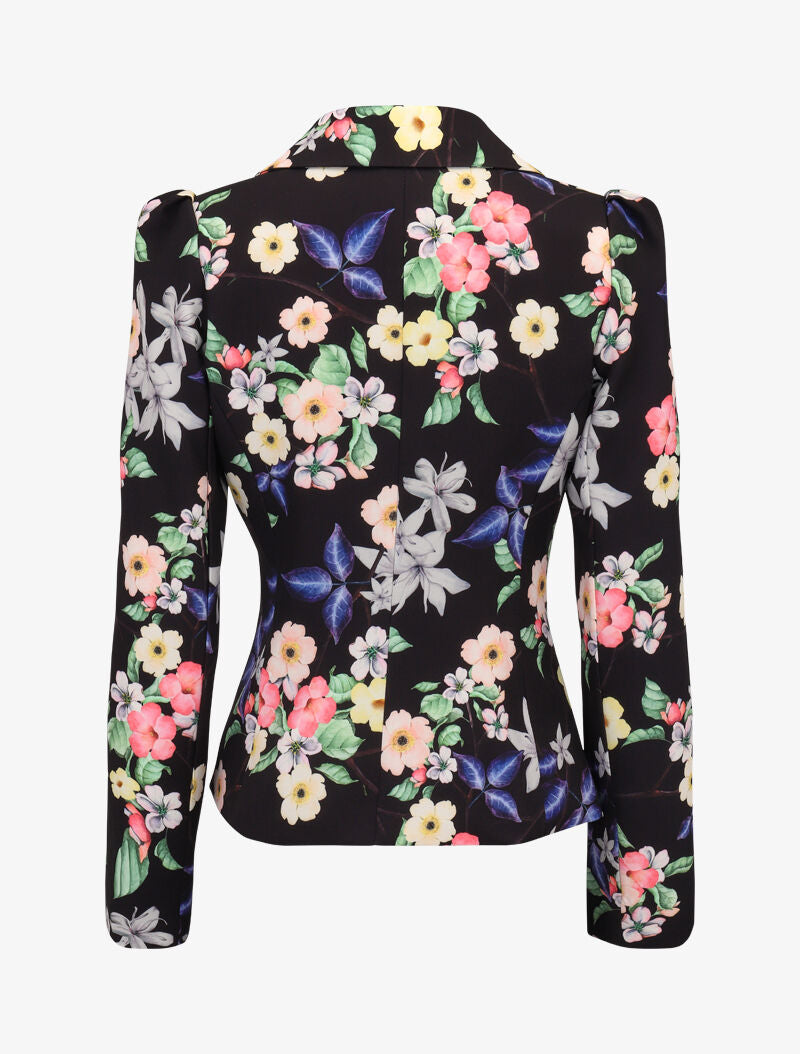 Blazer imprimé à manches gigot - noir - 2
