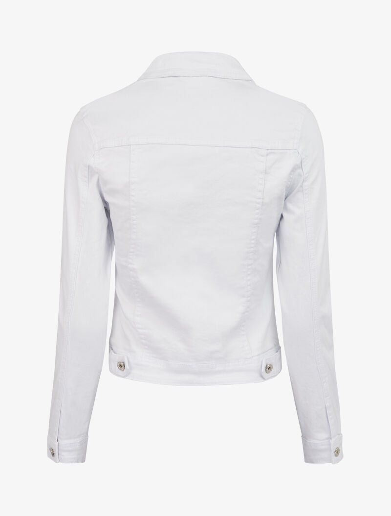 Veste en jean unie - blanc - 3
