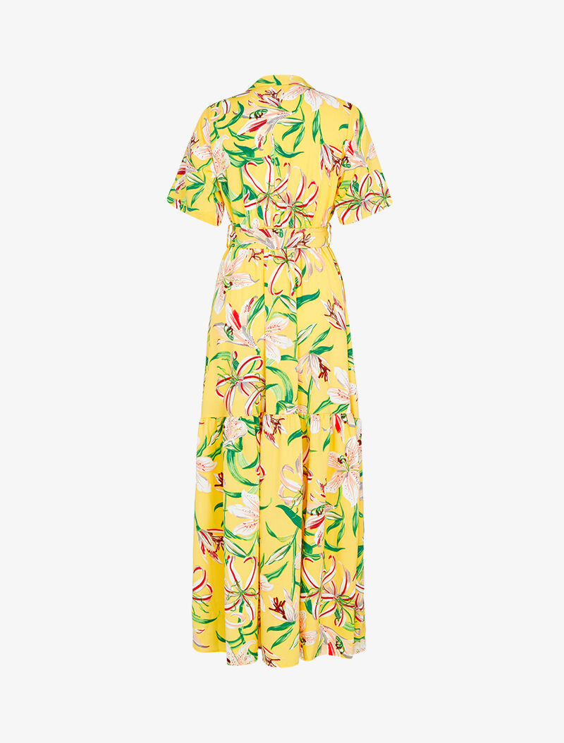 Robe longue imprimé fleurs de lys - jaune - 2