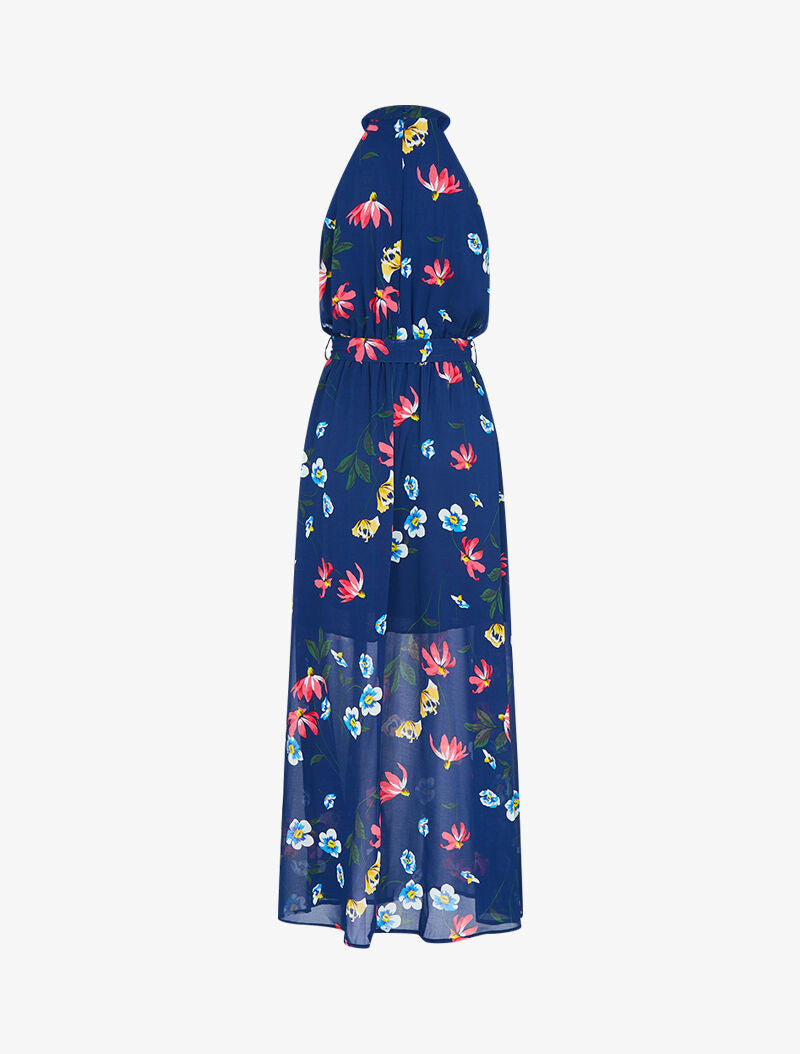 Robe longue à col américain - marine - 3