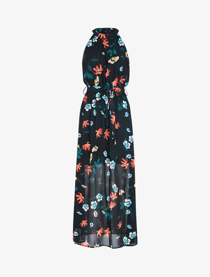 Robe longue à col américain - noir - 1